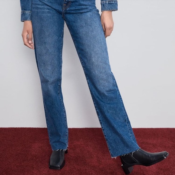 Zara The Real High Rise Straight Leg Jeans - Picture 2 of 8